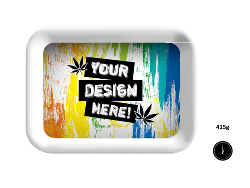 WHITE Custom Melamine 15.3” Rolling Tray