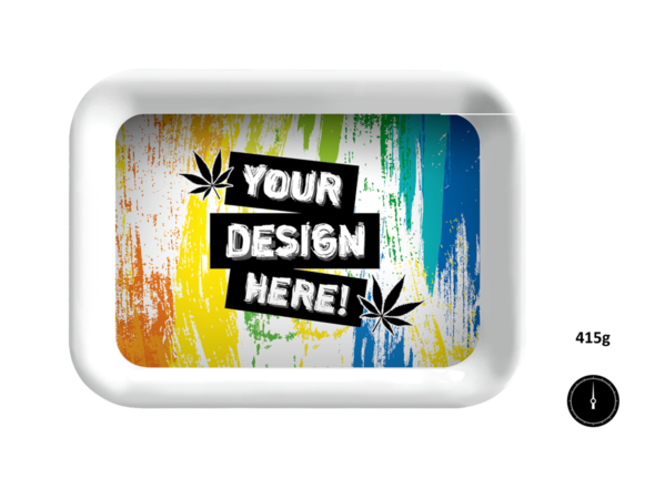 WHITE Custom Melamine 15.3” Rolling Tray